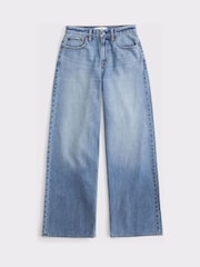 Abercrombie & Fitch Blue Clean Curvy High Rise Wide Leg Denim Jeans - Image 8 of 8