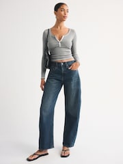 Abercrombie & Fitch High Rise Barrel Denim Jeans - Imaginea 1 din 6
