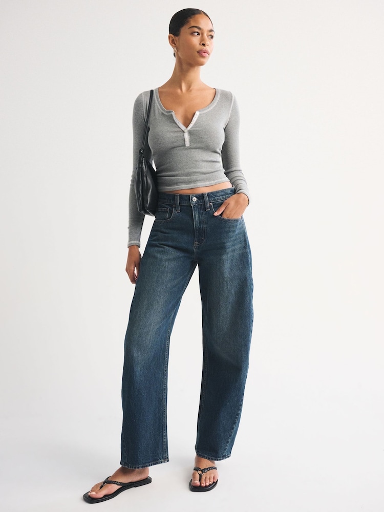 Abercrombie & Fitch High Rise Barrel Denim Jeans - Imaginea 1 din 6