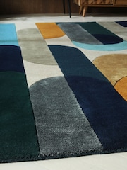 Navy Blue Retro Shapes Rug - Image 2 of 5