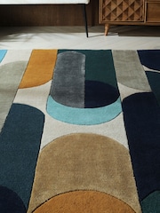Navy Blue Retro Shapes Rug - Image 3 of 5