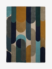 Navy Blue Retro Shapes Rug - Image 5 of 5