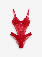 Pour Moi Red For Your Eyes Only Underwire Crotchless Bodies - Image 3 of 5