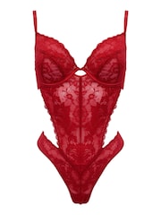 Pour Moi Red For Your Eyes Only Underwire Crotchless Bodies - Image 4 of 5