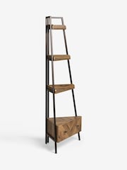 Dark Bronx Ladder Chevron Oak Effect Storage Corner Shelf - Image 3 of 7