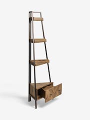 Dark Bronx Ladder Chevron Oak Effect Storage Corner Shelf - Image 5 of 7