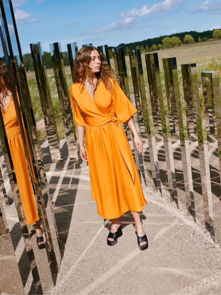 mbyM Orange Wrap Maxi Dress - Image 1 of 5 mbyM Orange Wrap Maxi Dress - Image 1 of 5