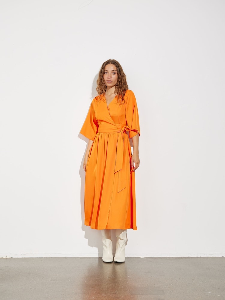 mbyM Orange Wrap Maxi Dress - Image 2 of 5 mbyM Orange Wrap Maxi Dress - Image 2 of 5