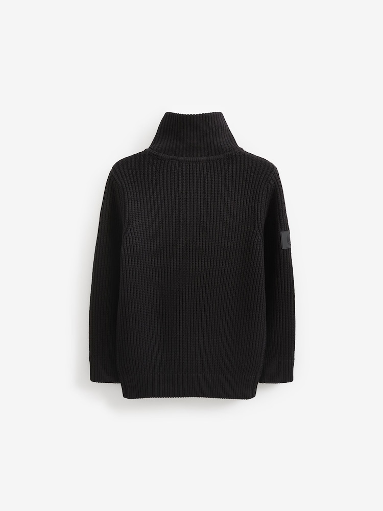 Schwarz - Allzweck-Pullover mit Reißverschluss (3 – 16 Jahre) - Bild 2 von 3