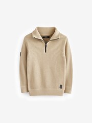 Hellbraun - Allzweck-Pullover mit Reißverschluss (3 – 16 Jahre) - Bild 1 von 4