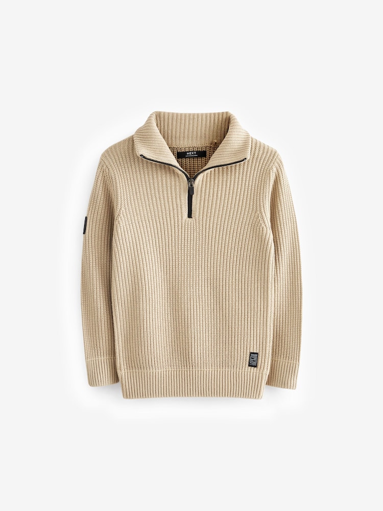 Hellbraun - Allzweck-Pullover mit Reißverschluss (3 – 16 Jahre) - Bild 1 von 4
