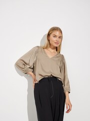 mbyM Cream V-Neck Deep Sleeve Blouse - Image 1 of 4