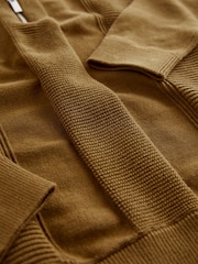 Brown Textured Knit Zip Neck Long Sleeve Polo Shirt (3-16yrs) - Image 3 of 3
