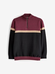 Pflaume/Violett/Farbblockdesign - Polo-Shirt mit Reißverschluss am Trichterkragen (3–16 J.) - Bild 4 von 5