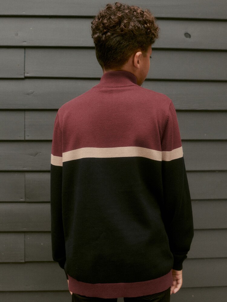 Pflaume/Violett/Farbblockdesign - Polo-Shirt mit Reißverschluss am Trichterkragen (3–16 J.) - Bild 2 von 5
