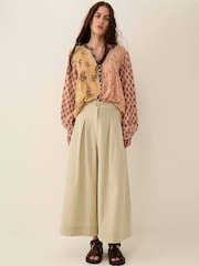 East Grey Loran Patch Print Floral Crinkle Cotton Pintuck Top - Image 1 of 3