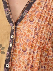 East Grey Loran Patch Print Floral Crinkle Cotton Pintuck Top - Image 3 of 3