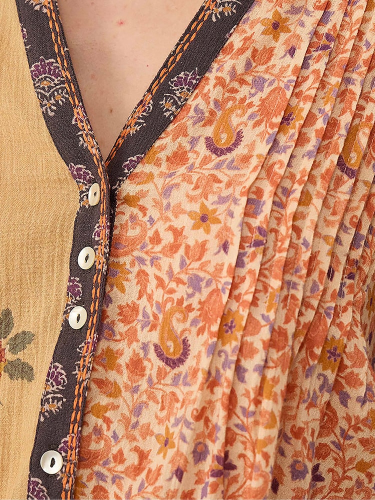 East Grey Loran Patch Print Floral Crinkle Cotton Pintuck Top - Image 3 of 3 East Grey Loran Patch Print Floral Crinkle Cotton Pintuck Top - Image 3 of 3