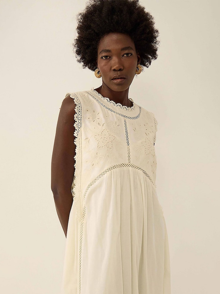 East Winnie Butter Broderie белді юбкалы миди көйлек - 3суретінің 3 суреті