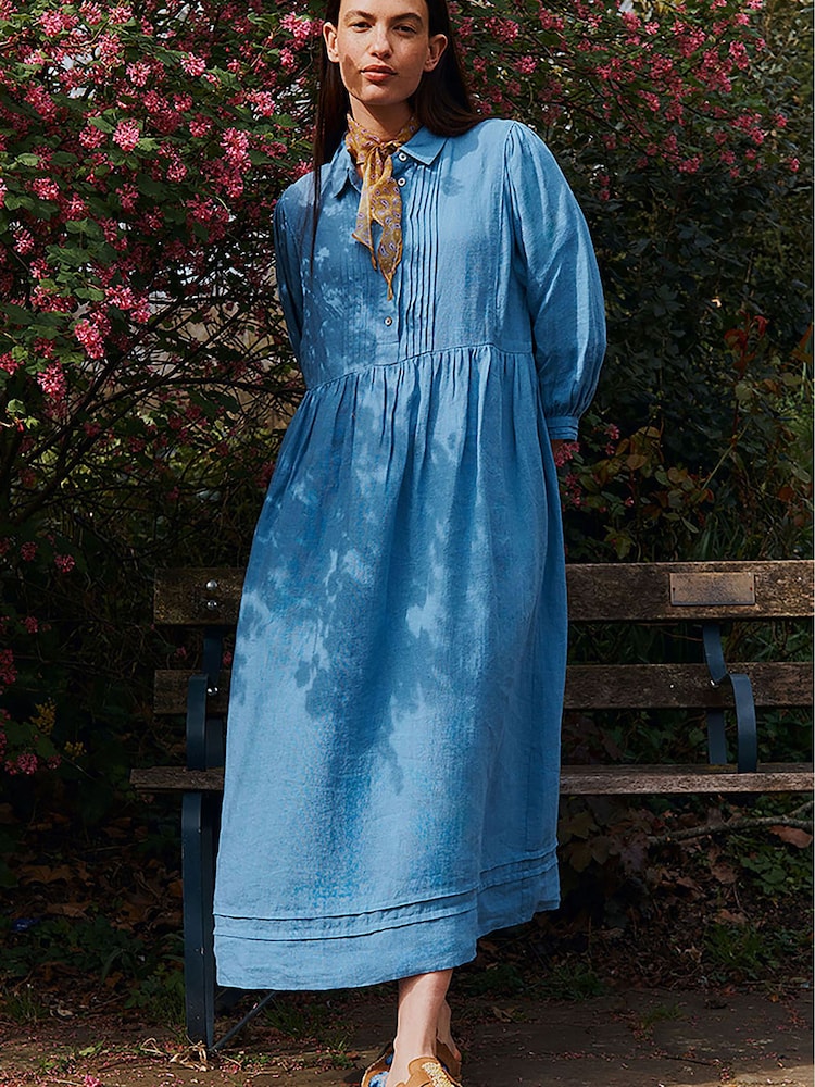 pintuck linen dress Linen Pintuck Midi Dress