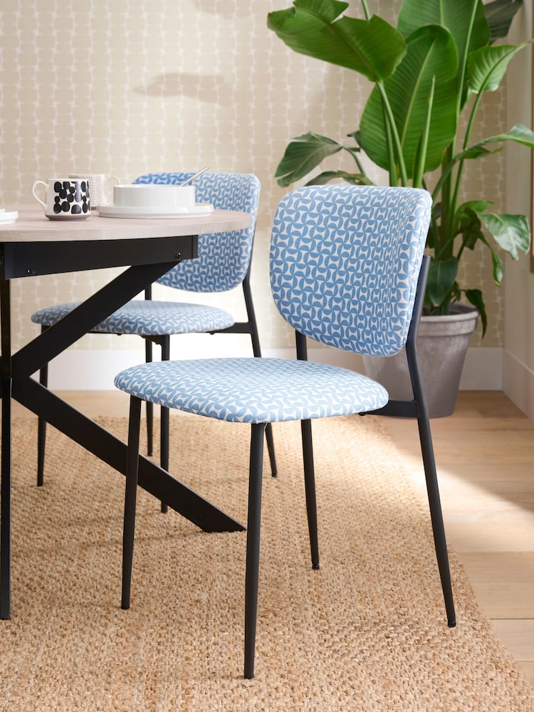 Scion Set of 2 Blue Niksen Dining Chairs - Image 1 of 6