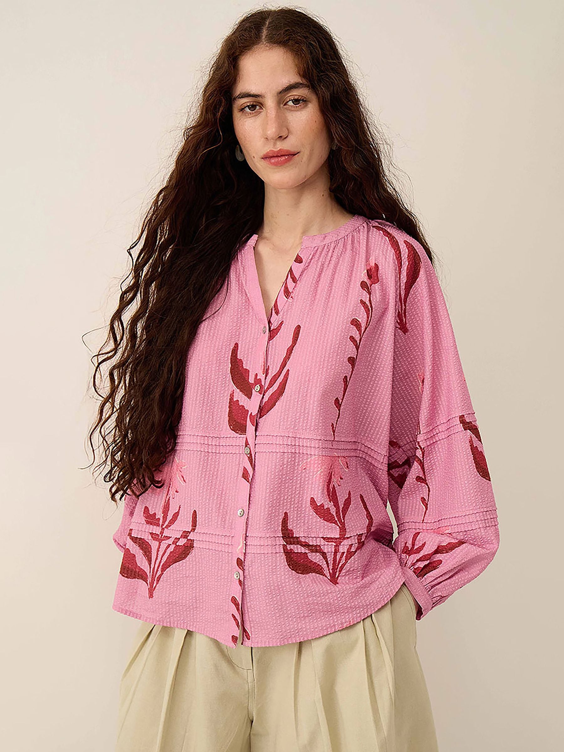 Buy East Purple Maisie Botanical Floral Print Cotton Seersucker