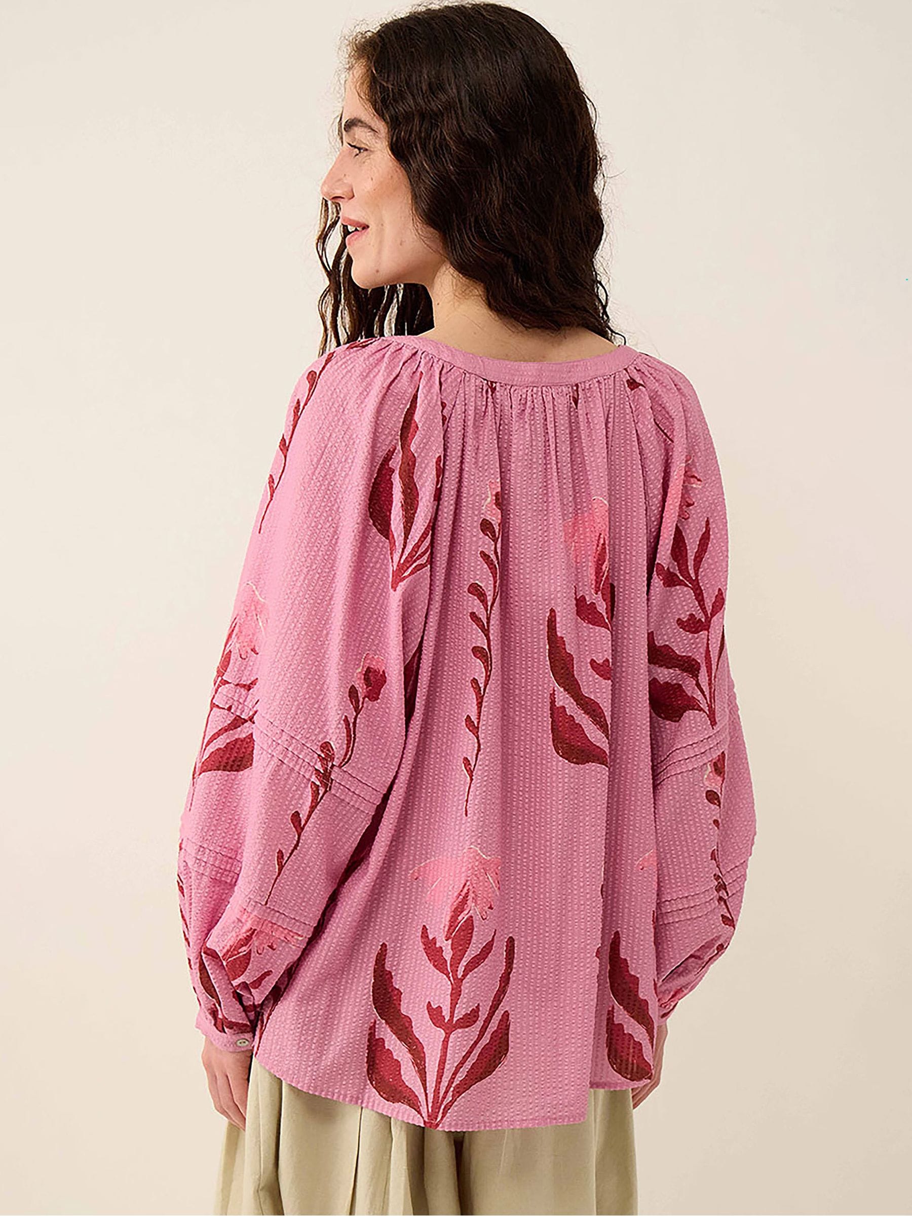 Buy East Purple Maisie Botanical Floral Print Cotton Seersucker