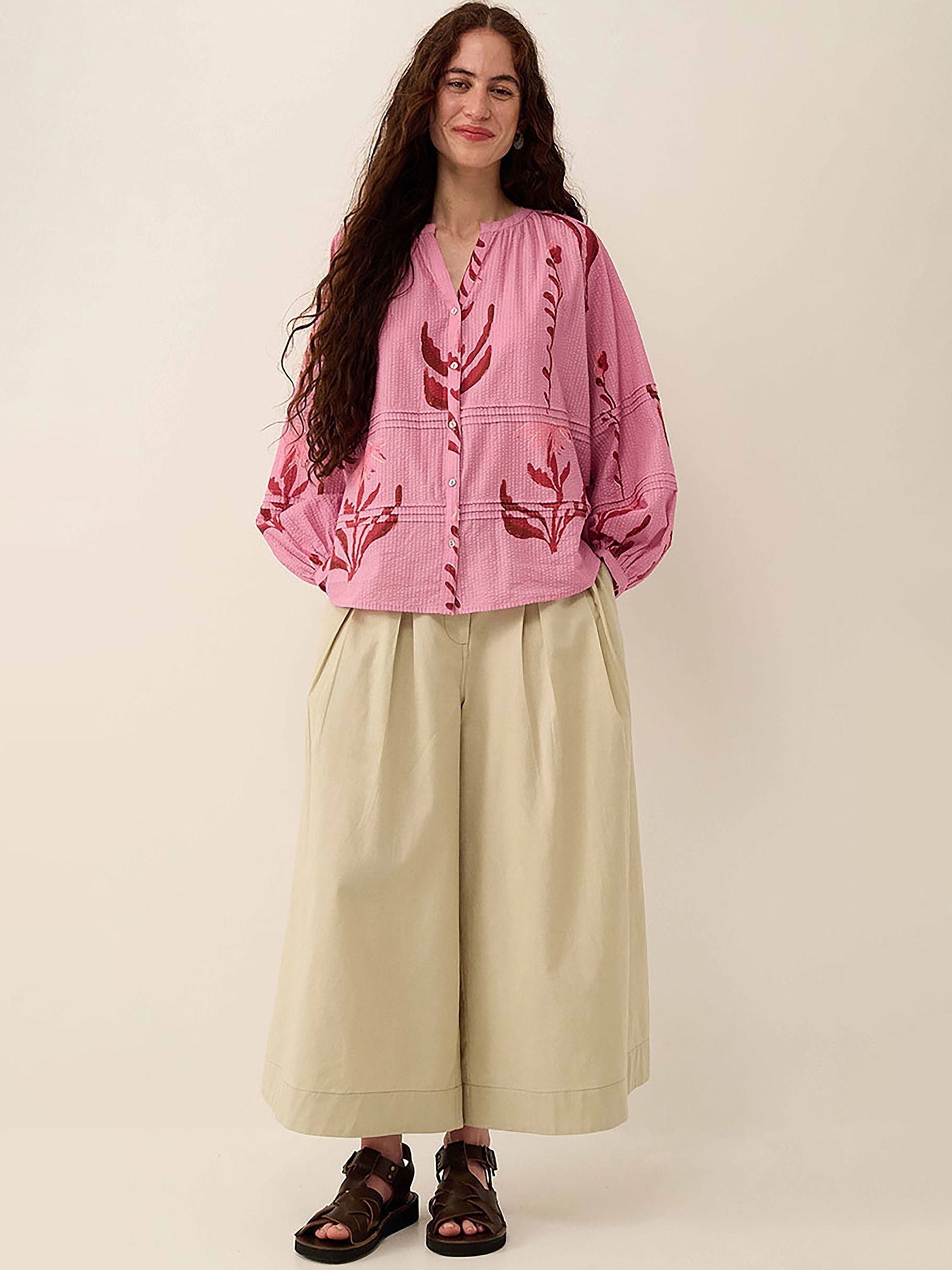 メープルページ♡ Buy East Purple Maisie Botanical Floral Print Cotton Seersucker