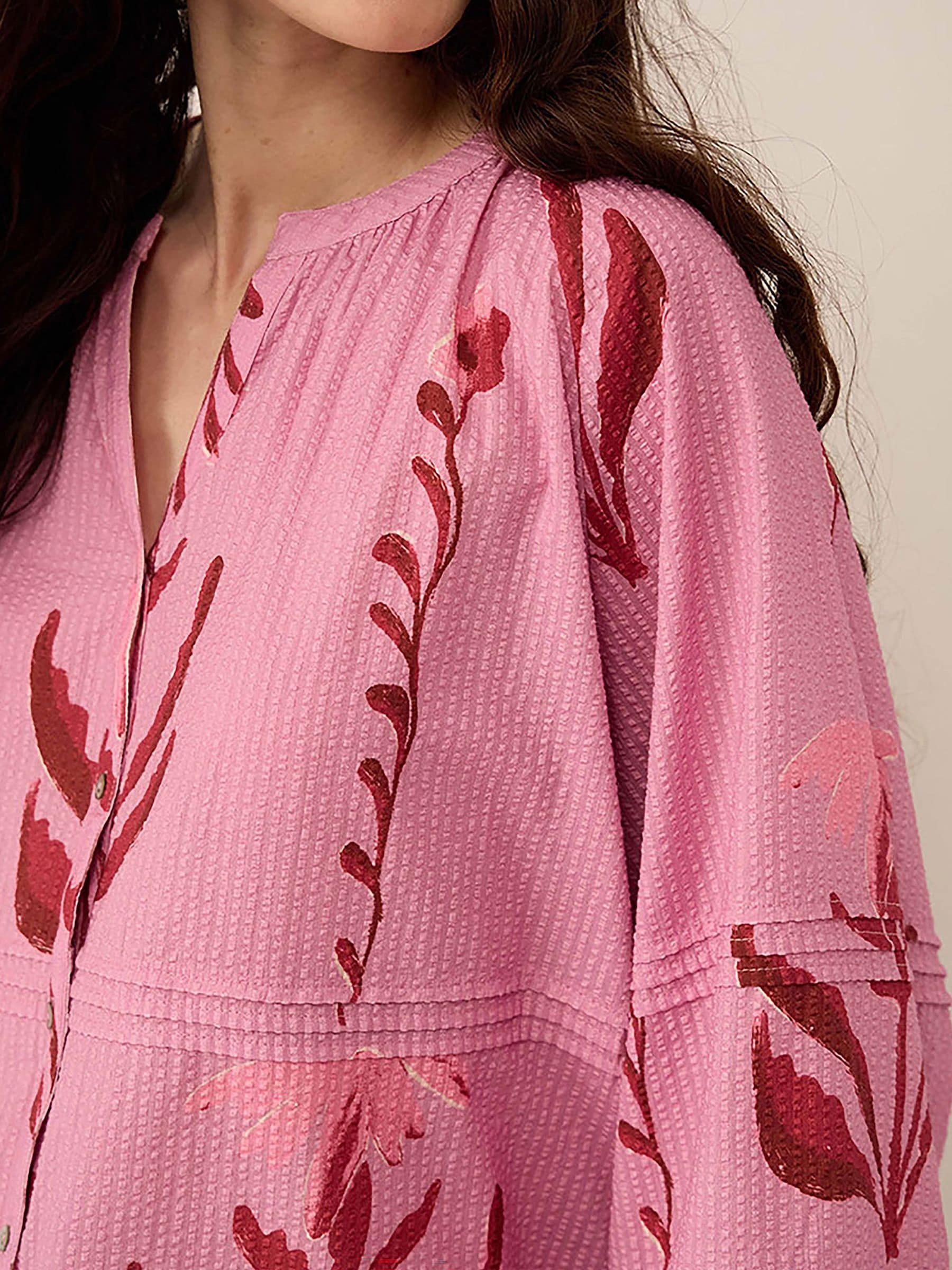メープルページ♡ Buy East Purple Maisie Botanical Floral Print Cotton Seersucker