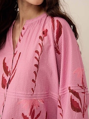 East Purple Maisie Botanical Floral Print Cotton Seersucker Top - Image 5 of 6