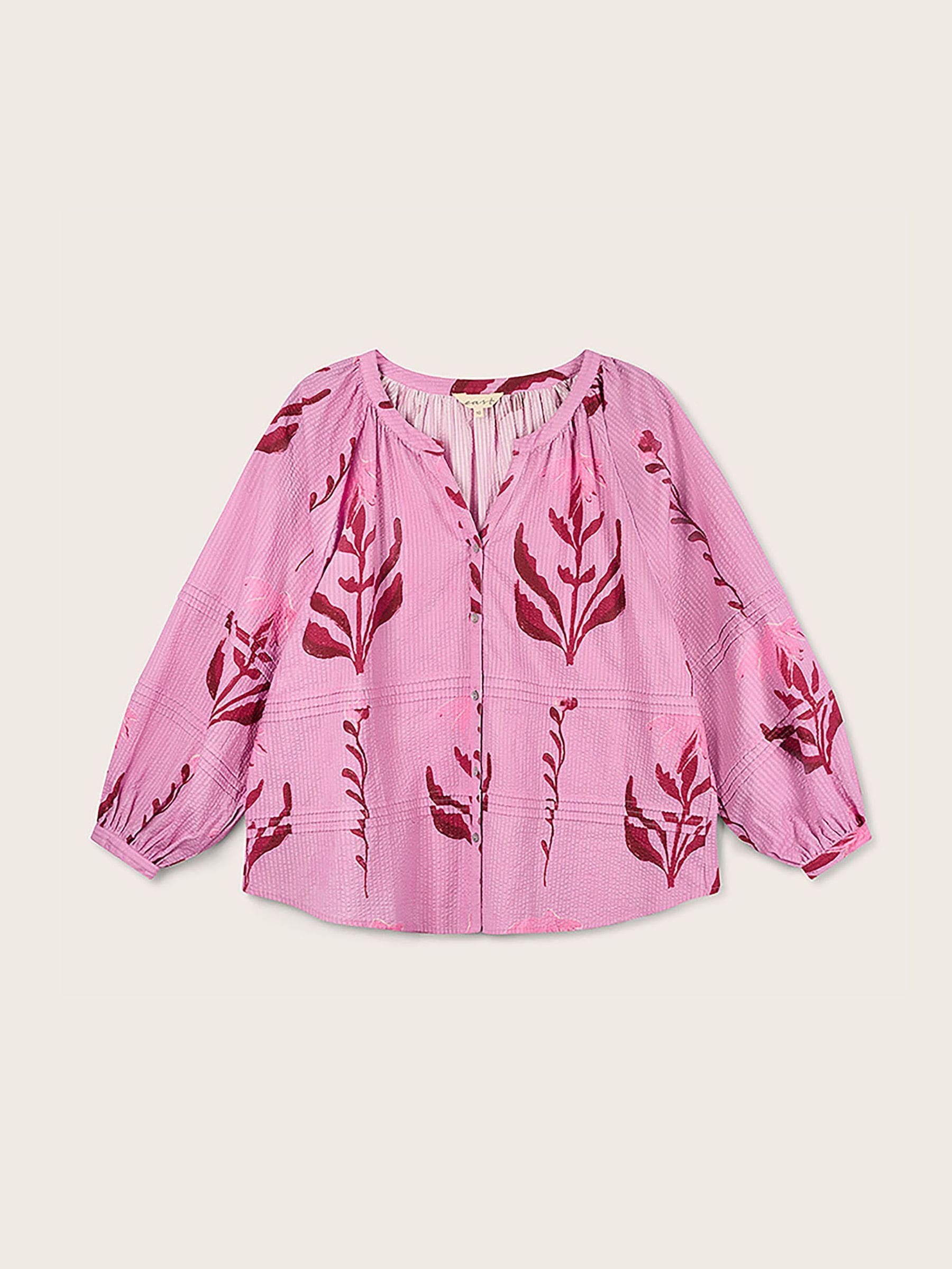 Buy East Purple Maisie Botanical Floral Print Cotton Seersucker