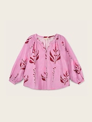 East Purple Maisie Botanical Floral Print Cotton Seersucker Top - Image 6 of 6