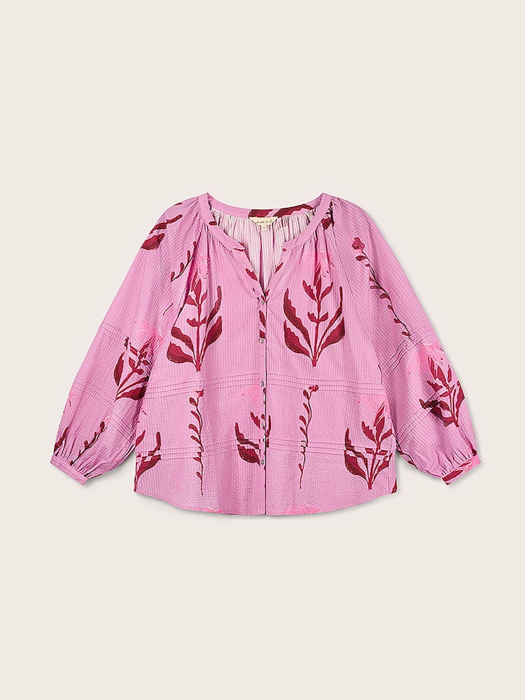 East Purple Maisie Botanical Floral Print Cotton Seersucker Top - Image 6 of 6 East Purple Maisie Botanical Floral Print Cotton Seersucker Top - Image 6 of 6