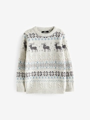 Grey Fairisle Pattern Knitted Christmas Jumper (3mths-16yrs) - Image 1 of 3