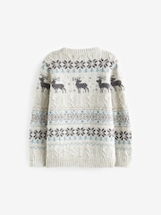 Grey Fairisle Pattern Knitted Christmas Jumper (3mths-16yrs) - Image 2 of 3