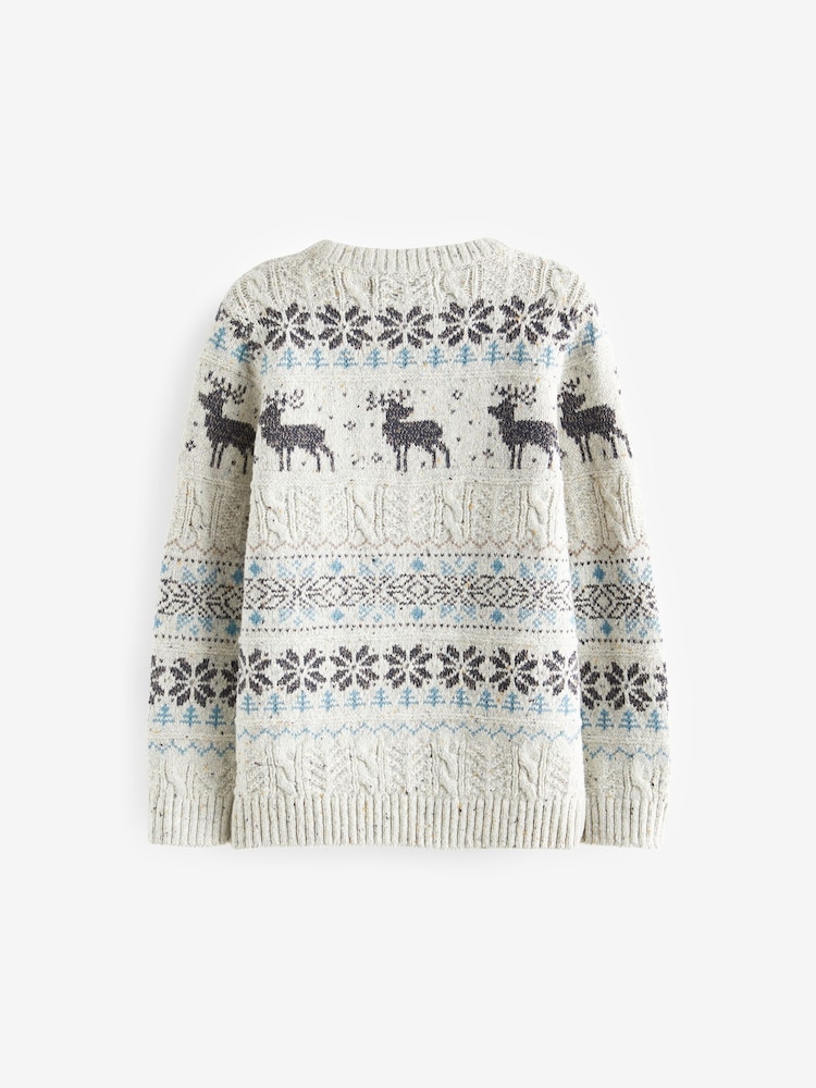 Grey Fairisle Pattern Knitted Christmas Jumper (3mths-16yrs) - Image 2 of 3