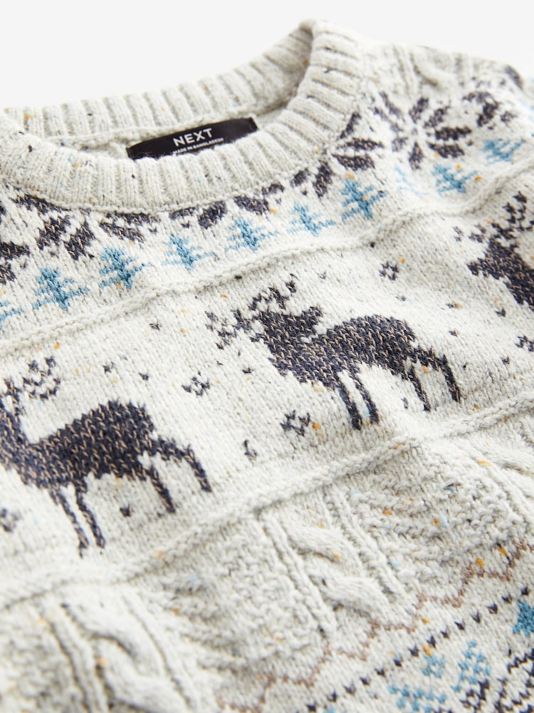 Grey Fairisle Pattern Knitted Christmas Jumper (3mths-16yrs) - Image 3 of 3