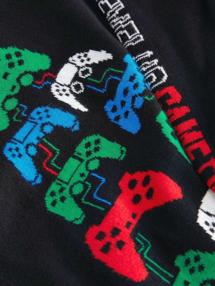 Black Gaming Tree Knitted Christmas Jumper (3-16yrs) - Image 5 of 7
