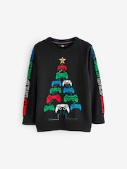Black Gaming Tree Knitted Christmas Jumper (3-16yrs) - Image 6 of 7
