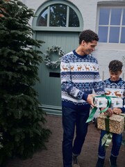 Navy Stag Matching Family Older Boys Wrap Knitted Christmas Jumper (3mths-16yrs) - Image 5 of 9