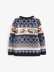 Navy Stag Matching Family Older Boys Wrap Knitted Christmas Jumper (3mths-16yrs) - Image 8 of 9