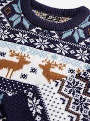 Navy Stag Matching Family Older Boys Wrap Knitted Christmas Jumper (3mths-16yrs) - Image 9 of 9