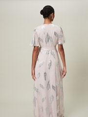 Phase Eight Purple Larah Feather Jacquard Maxi Dress - Image 2 of 6