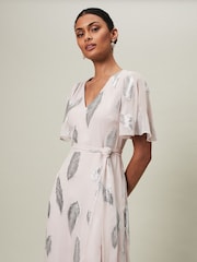 Phase Eight Purple Larah Feather Jacquard Maxi Dress - Image 3 of 6