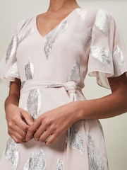 Phase Eight Purple Larah Feather Jacquard Maxi Dress - Image 5 of 6