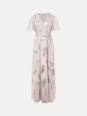 Phase Eight Purple Larah Feather Jacquard Maxi Dress - Image 6 of 6