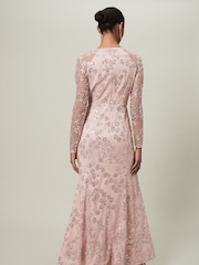 Phase Eight Pink Natalya Sequin Floral Maxi Dress - Image 2 of 6