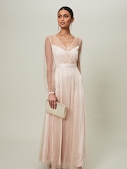 Phase Eight Pink Ashley Hotfix Sheer Maxi Dress - Image 1 of 6
