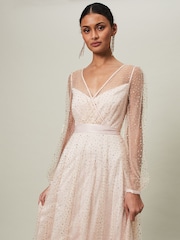 Phase Eight Pink Ashley Hotfix Sheer Maxi Dress - Image 3 of 6