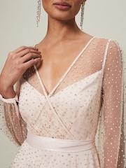 Phase Eight Pink Ashley Hotfix Sheer Maxi Dress - Image 5 of 6